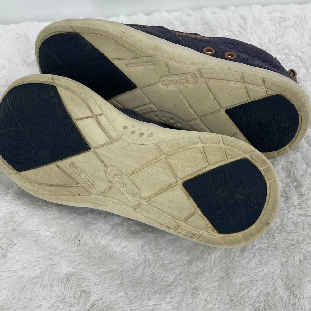 CROCS Navy and Tan Slip-On Loafers MENS SIZE 7